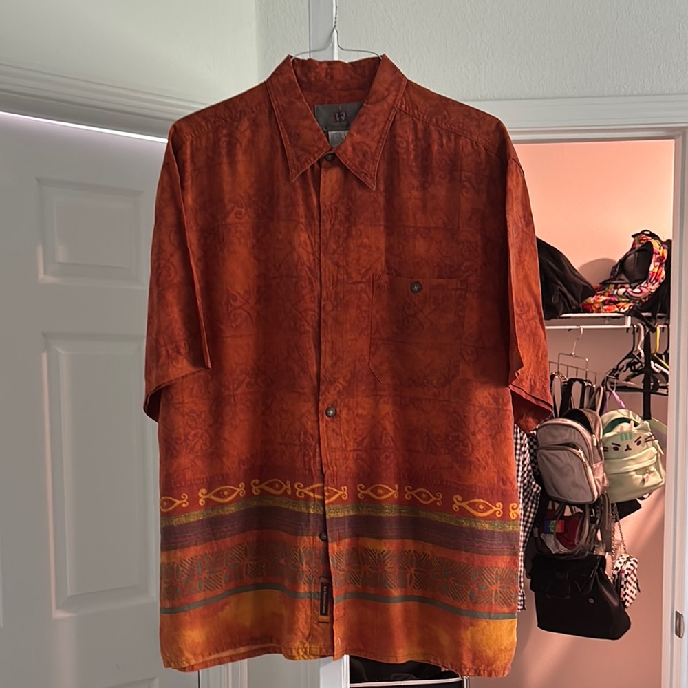 The Territory Ahead Rust Orange Casual Button Down Shirt